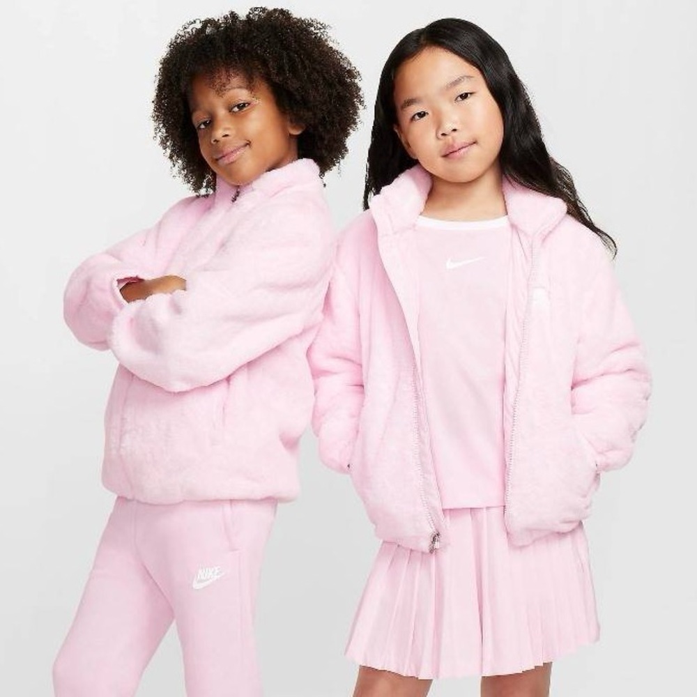 Nike Girls Faux Fur Jacket ‘Pink’ Size 4